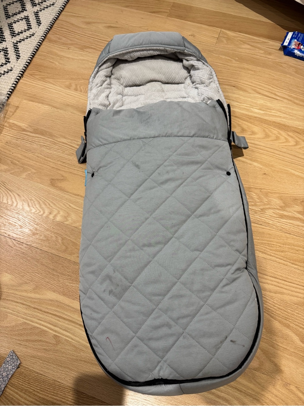 Gray Quilted Baby Footmuff - Cozy Infant Stroller Sleeping Bag